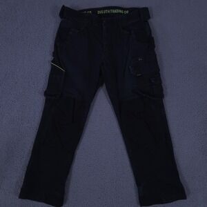 Duluth Trading Pants Mens 38x32 Black Flex Fire Hose TradeTek Cargo Relaxed Fit